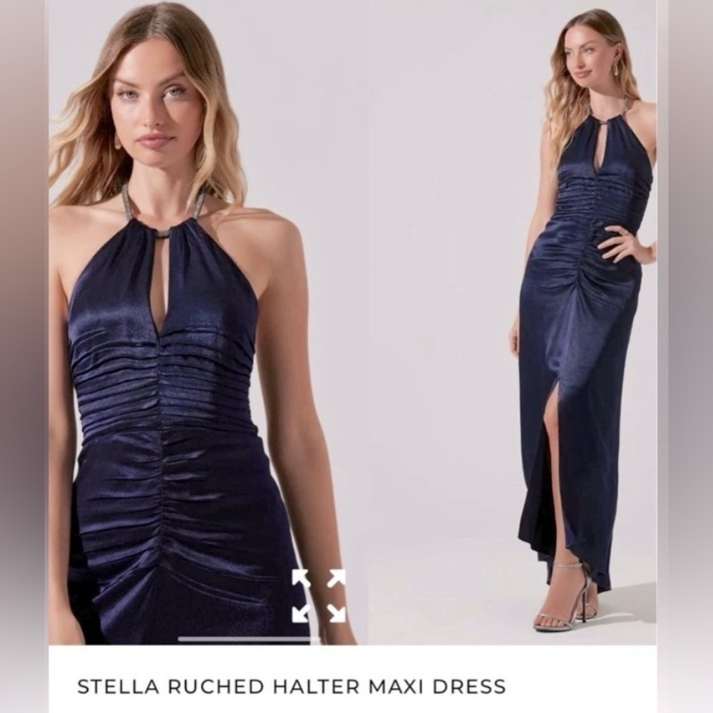ASTR The Label Stella Ruched Halter Maxi Formal Gown Dress Size XL Wedding
